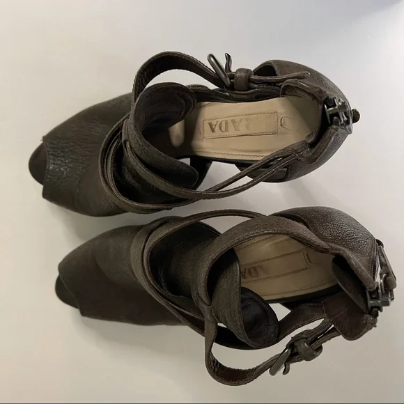Prada Brown Suede Leather Cutout Peep-toe Stiletto Heels Platform Sz 37 Italy - Picture 4 of 14